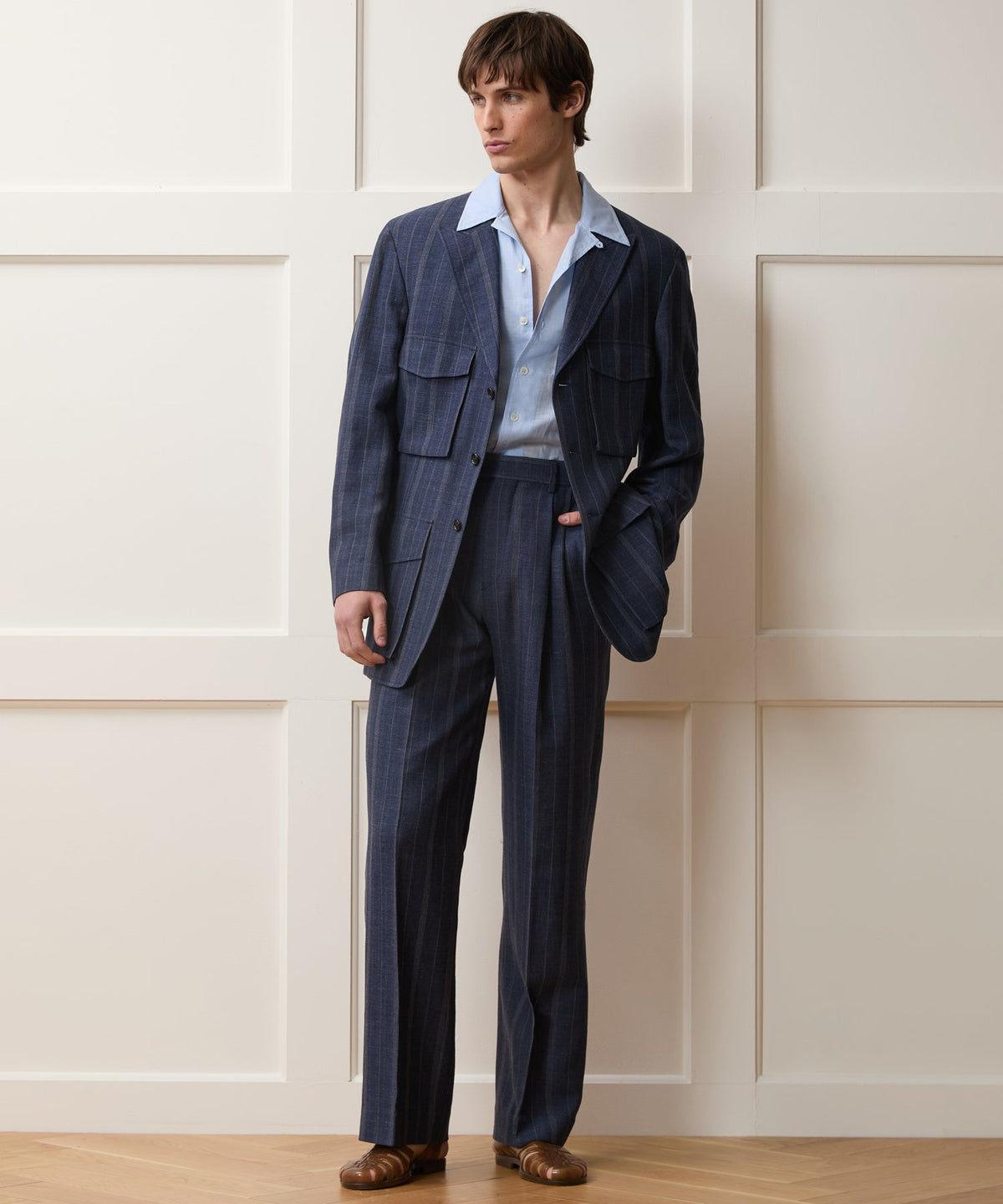 Italian Wool-Linen Cartographer's Jacket - Blue Ink