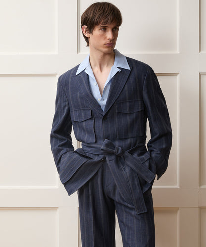 Italian Wool-Linen Cartographer's Jacket - Blue Ink