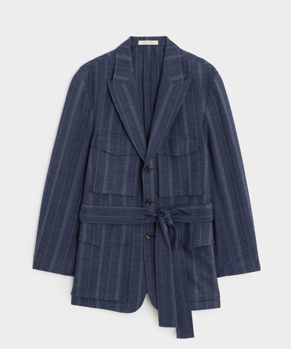 Italian Wool-Linen Cartographer's Jacket - Blue Ink