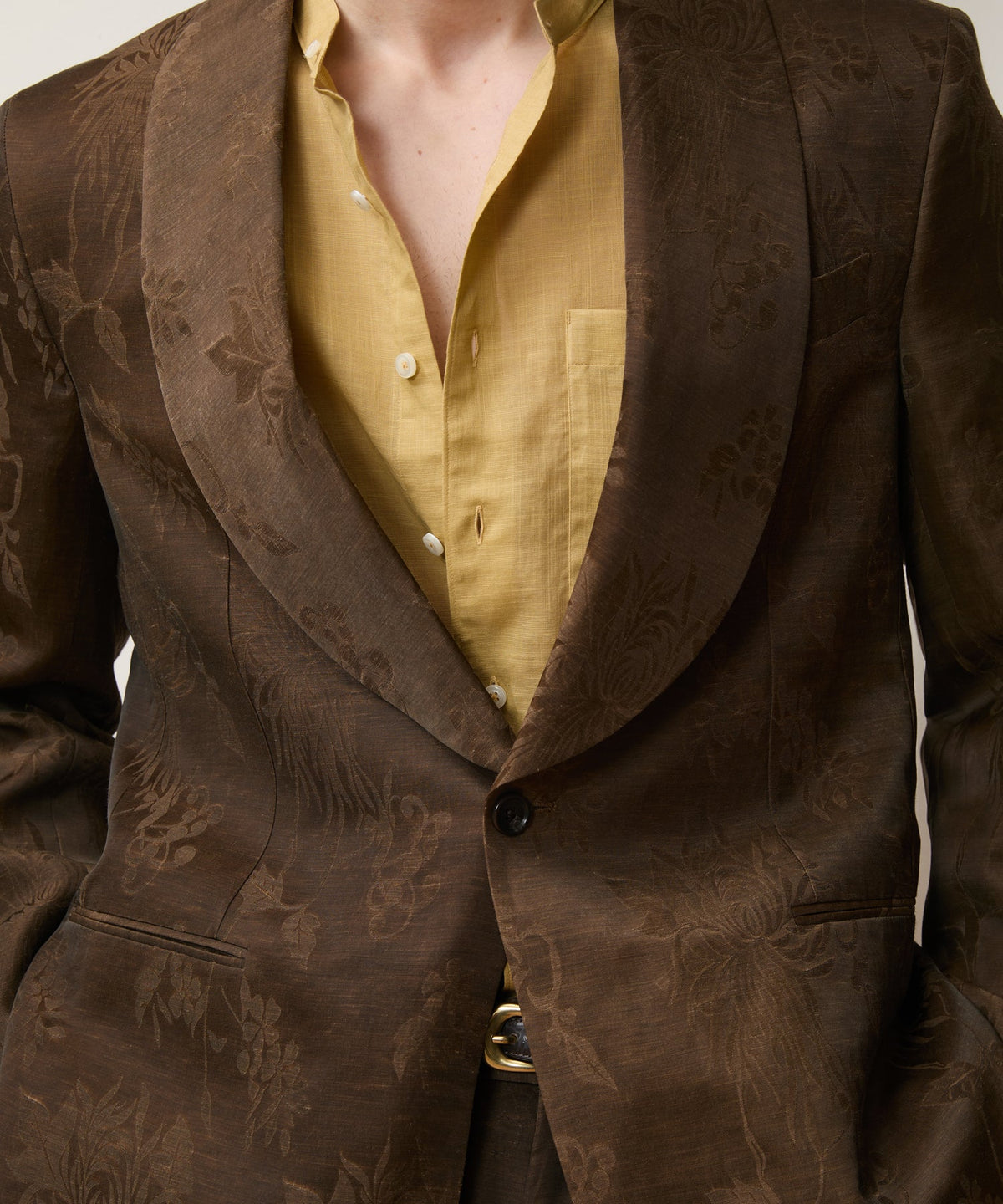 Italian Linen-Cupro Dayshawl Jacket - Brown