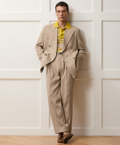 Italian Linen-Silk Herringbone Wythe Jacket - Beige
