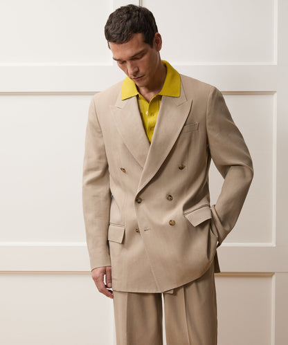 Italian Linen-Silk Herringbone Wythe Jacket - Beige