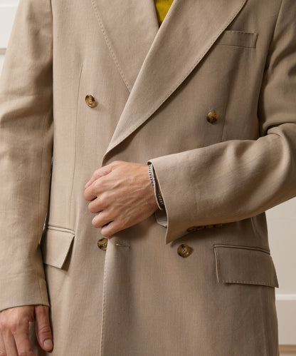 Italian Linen-Silk Herringbone Wythe Jacket - Beige