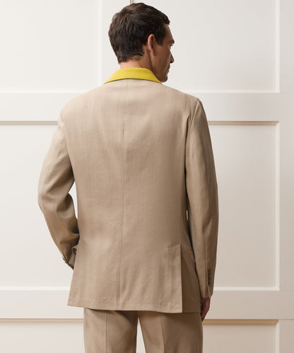 Italian Linen-Silk Herringbone Wythe Jacket - Beige