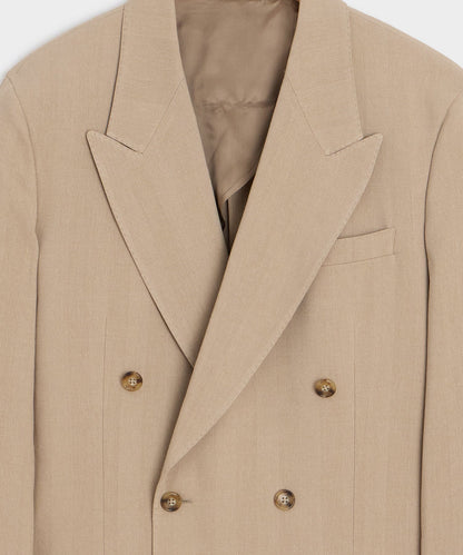 Italian Linen-Silk Herringbone Wythe Jacket - Beige