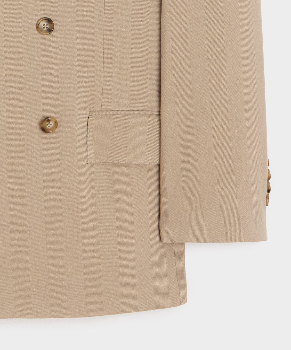 Italian Linen-Silk Herringbone Wythe Jacket - Beige