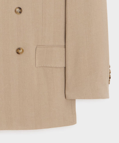 Italian Linen-Silk Herringbone Wythe Jacket - Beige