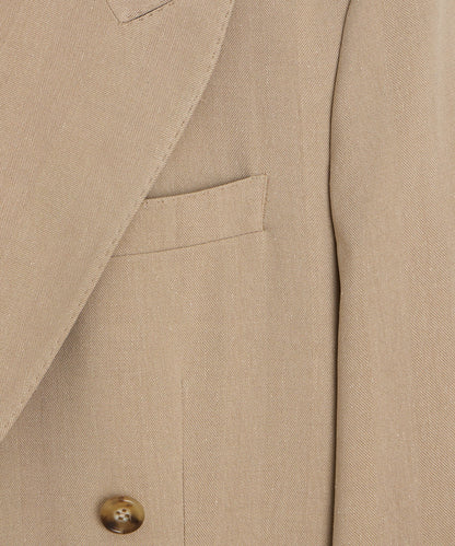 Italian Linen-Silk Herringbone Wythe Jacket - Beige