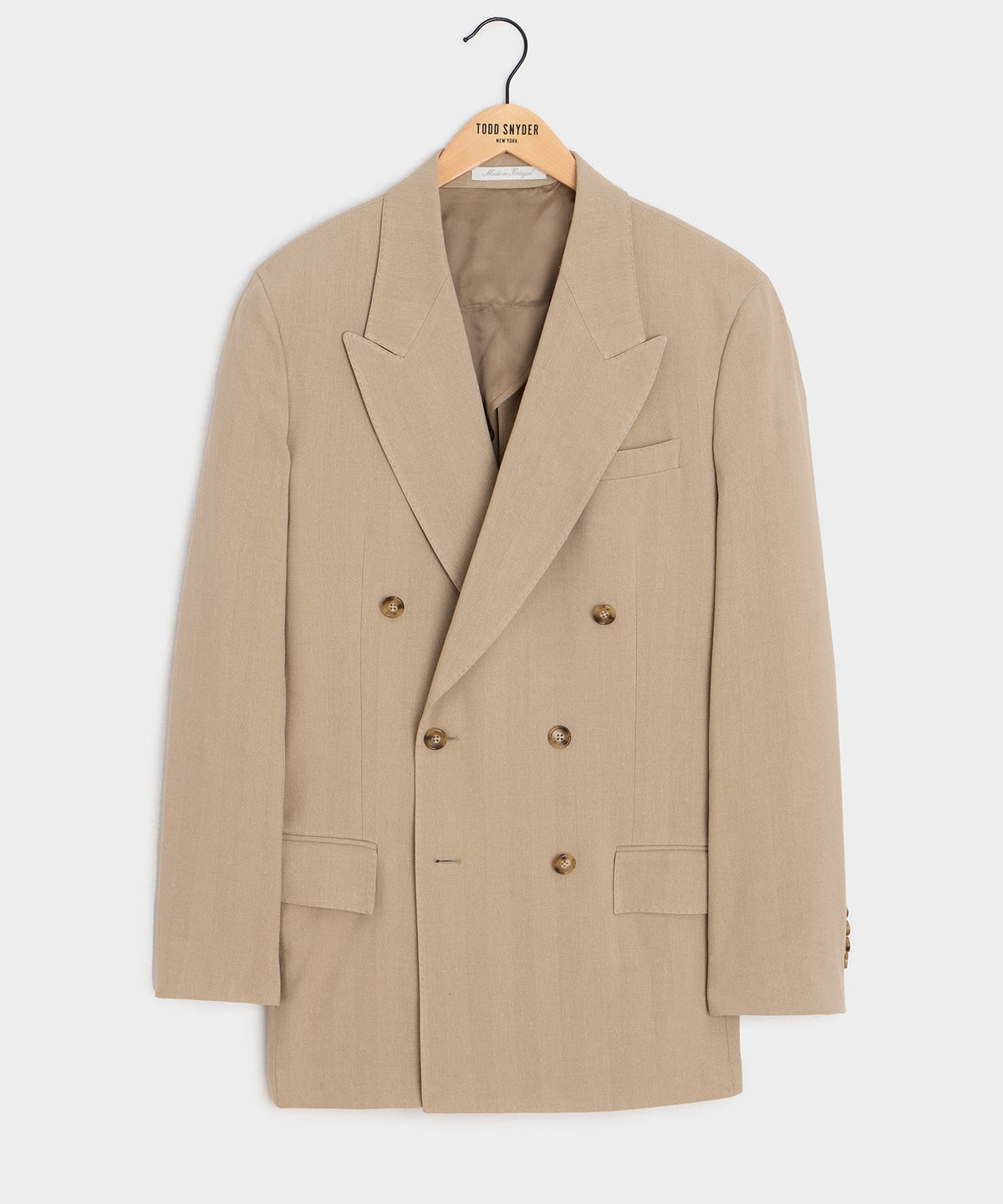 Italian Linen-Silk Herringbone Wythe Jacket - Beige