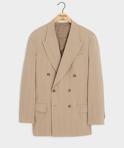 Italian Linen-Silk Herringbone Wythe Jacket - Beige
