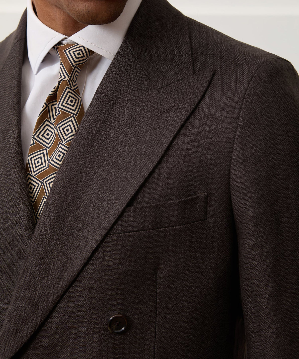 Italian Linen Herringbone Wythe Jacket - Caviar