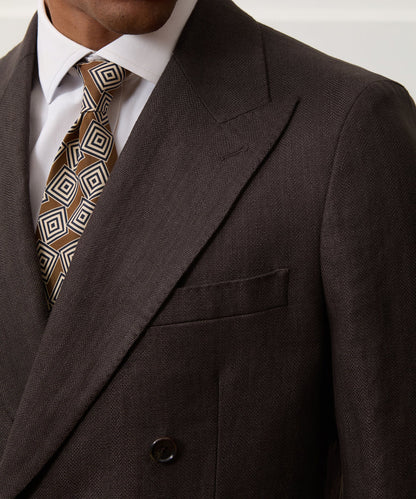 Italian Linen Herringbone Wythe Jacket - Caviar