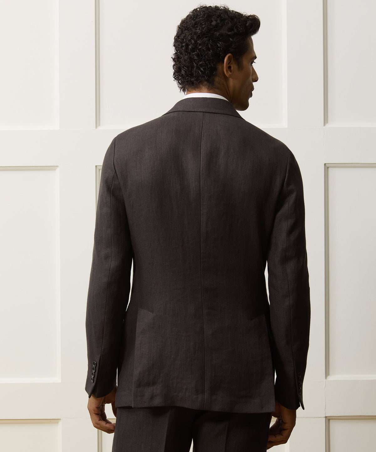 Italian Linen Herringbone Wythe Jacket - Caviar