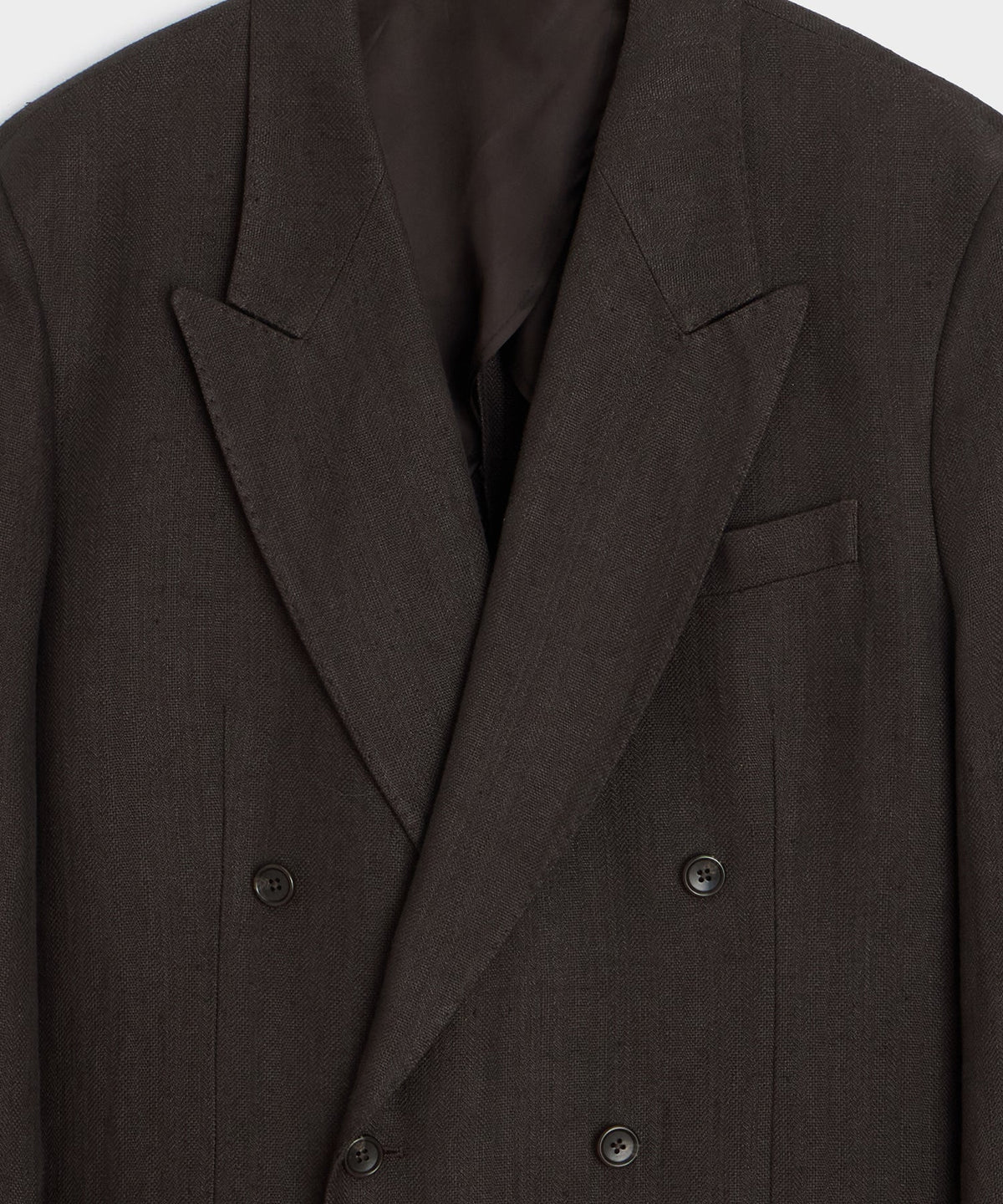 Italian Linen Herringbone Wythe Jacket - Caviar