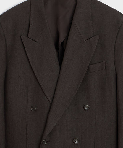 Italian Linen Herringbone Wythe Jacket - Caviar