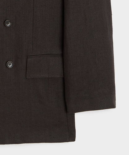 Italian Linen Herringbone Wythe Jacket - Caviar