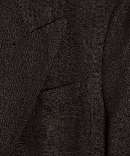 Italian Linen Herringbone Wythe Jacket - Caviar