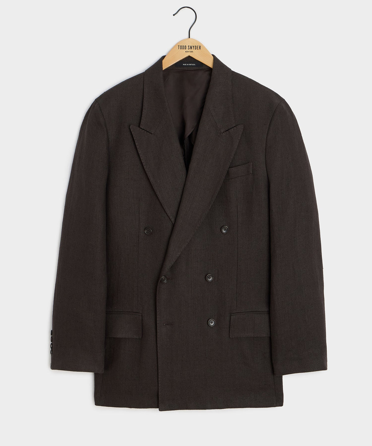 Italian Linen Herringbone Wythe Jacket - Caviar