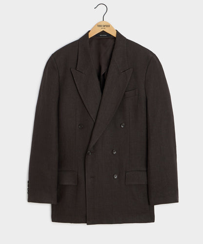 Italian Linen Herringbone Wythe Jacket - Caviar