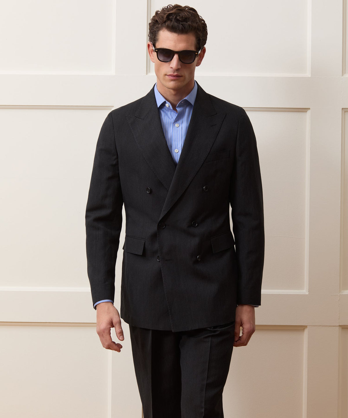 Italian Striped Linen Wythe Jacket - Black