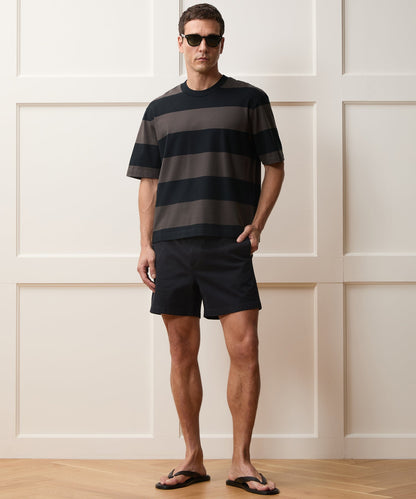Boxy Jersey Rugby Tee - Caviar