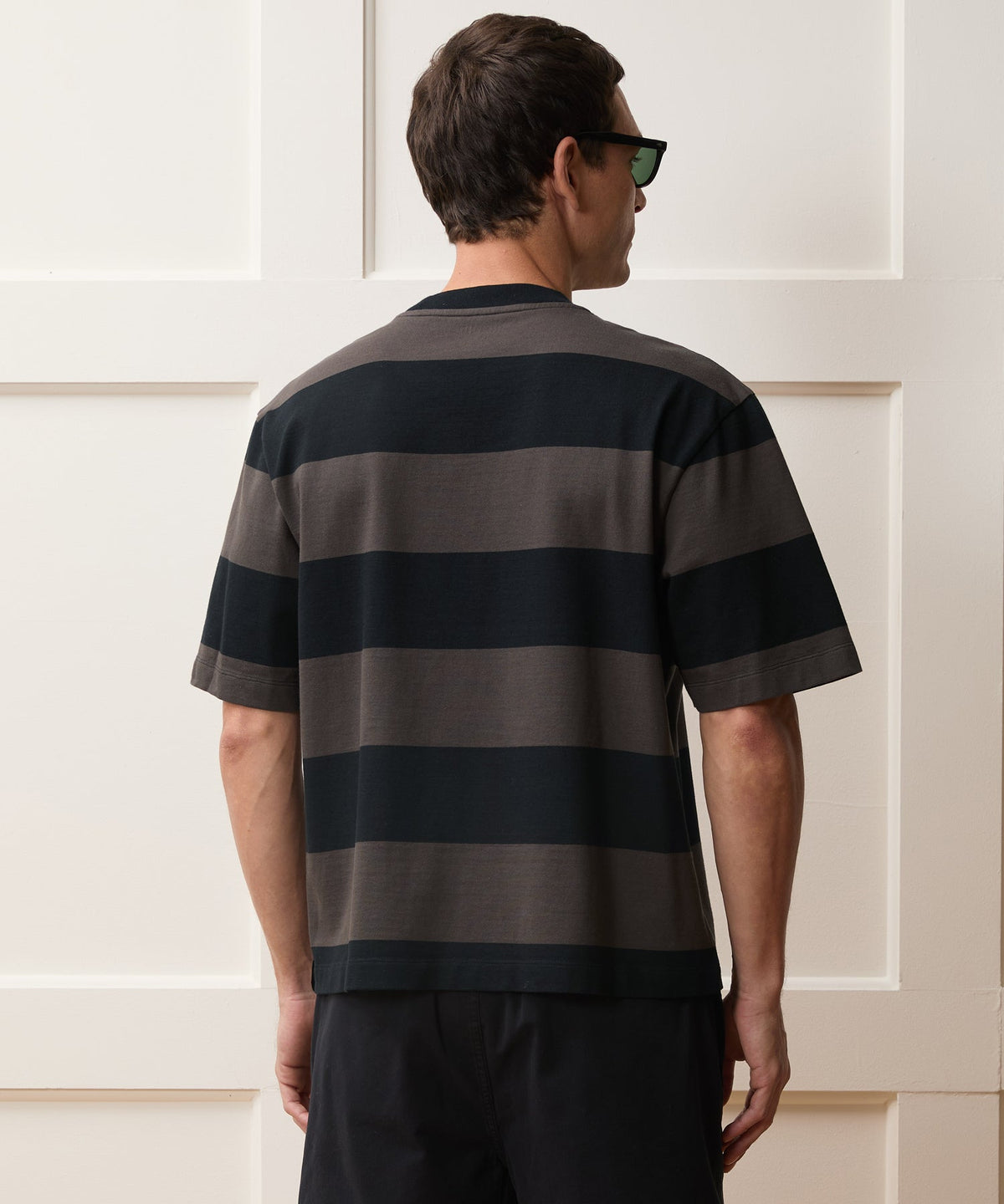 Boxy Jersey Rugby Tee - Caviar