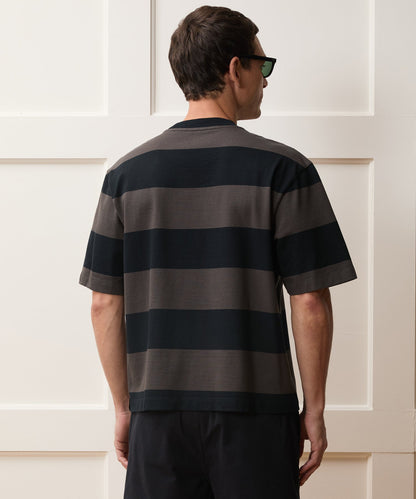 Boxy Jersey Rugby Tee - Caviar