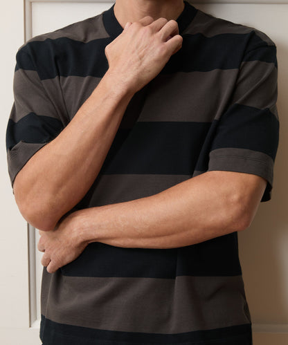 Boxy Jersey Rugby Tee - Caviar