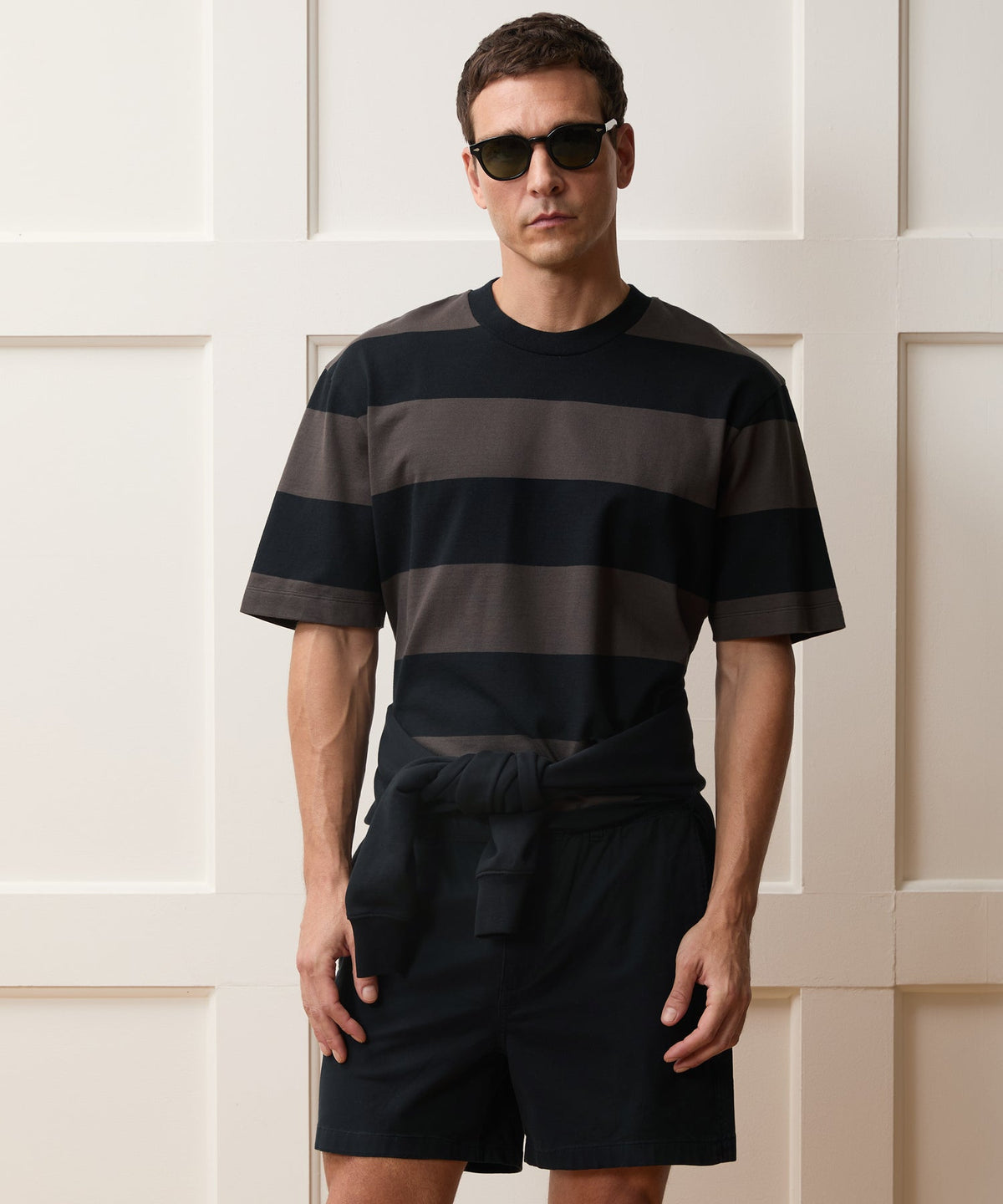 Boxy Jersey Rugby Tee - Caviar