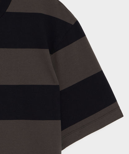 Boxy Jersey Rugby Tee - Caviar