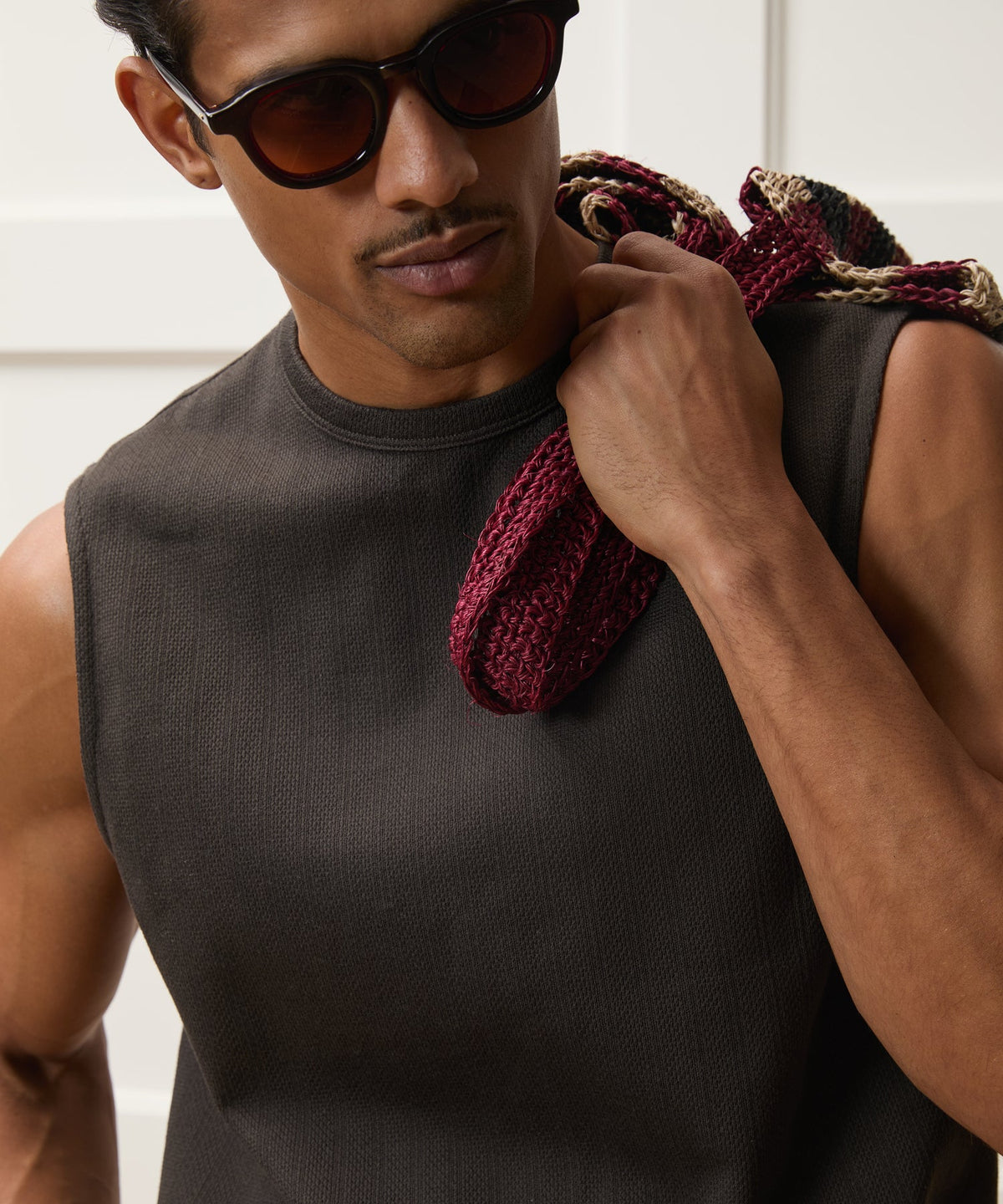 Textured Muscle Tank - Caviar