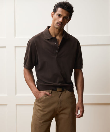 Relaxed Cotton Pique Polo - Dark Mocha