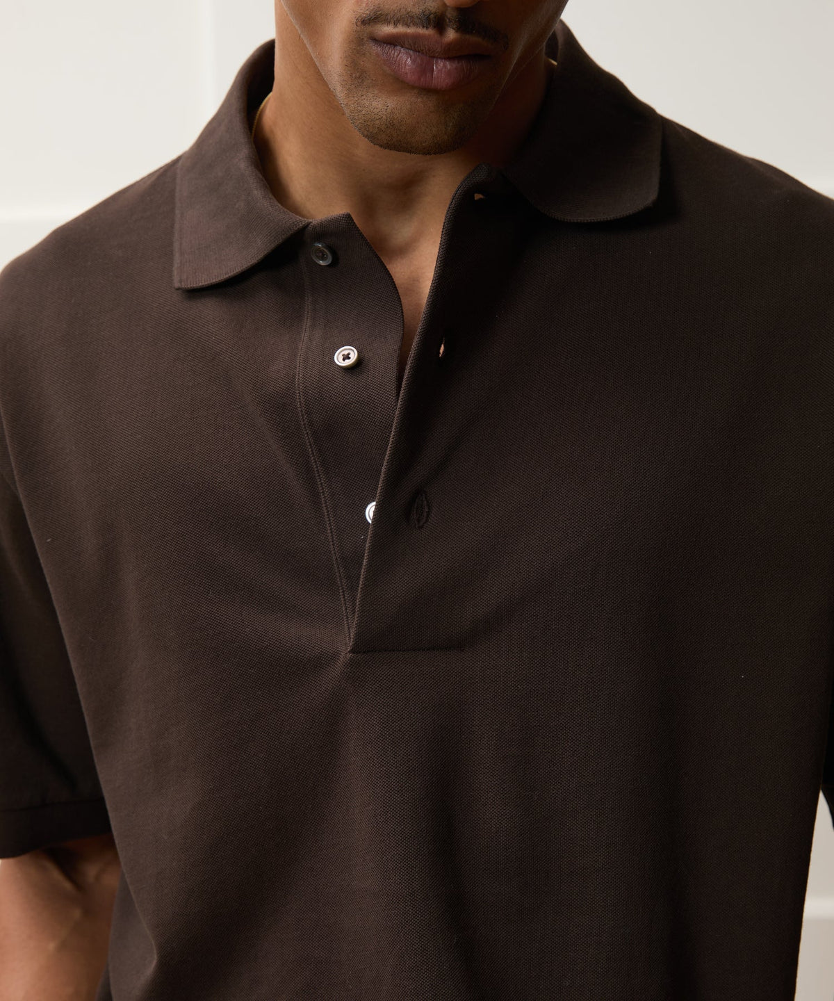 Relaxed Cotton Pique Polo - Dark Mocha