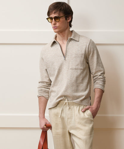 Heathered Quarter-Zip Polo - Pumice