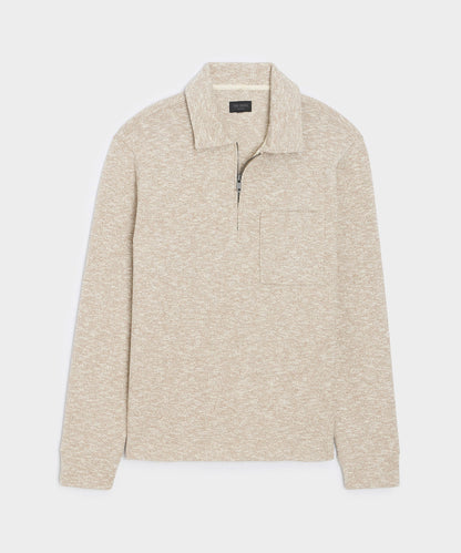 Heathered Quarter-Zip Polo - Pumice