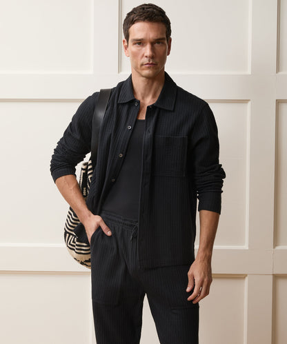 Knit Seersucker Shirt - Black