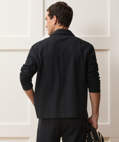 Knit Seersucker Shirt - Black