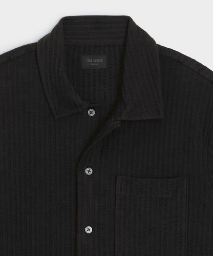 Knit Seersucker Shirt - Black