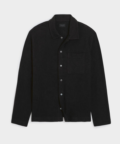 Knit Seersucker Shirt - Black