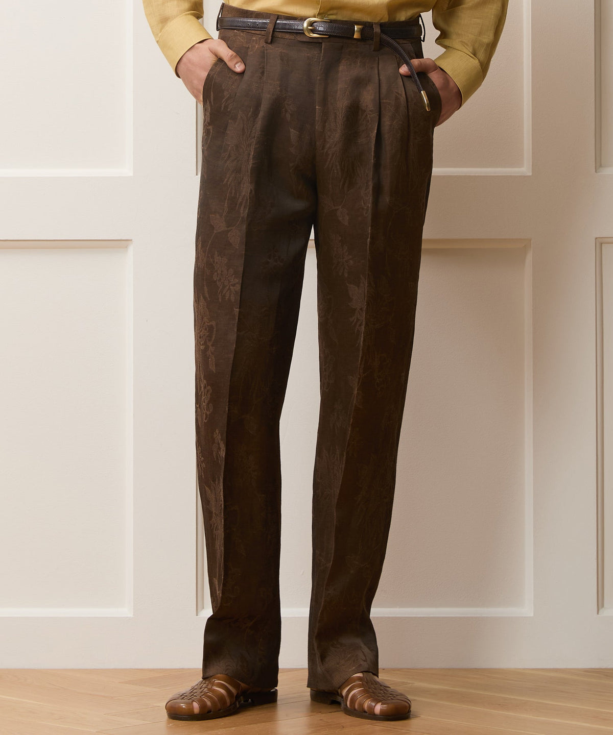 Italian Linen-Cupro Wythe Trouser - Brown