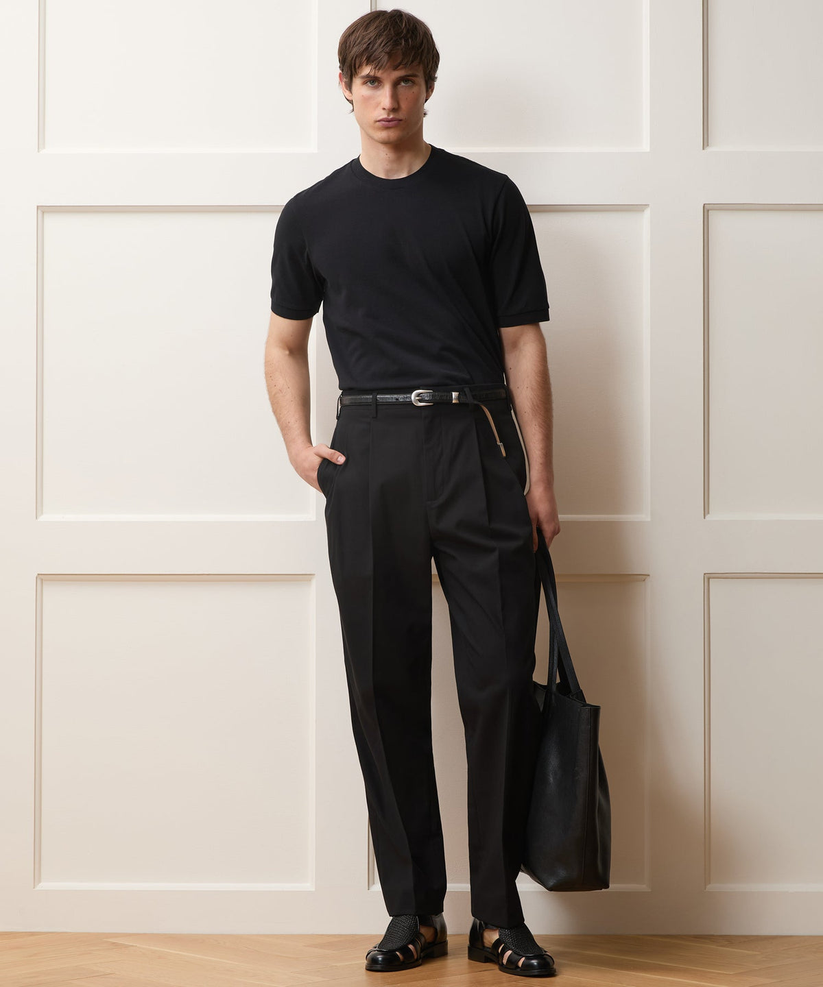 Italian Cotton Hollywood Trouser - Black