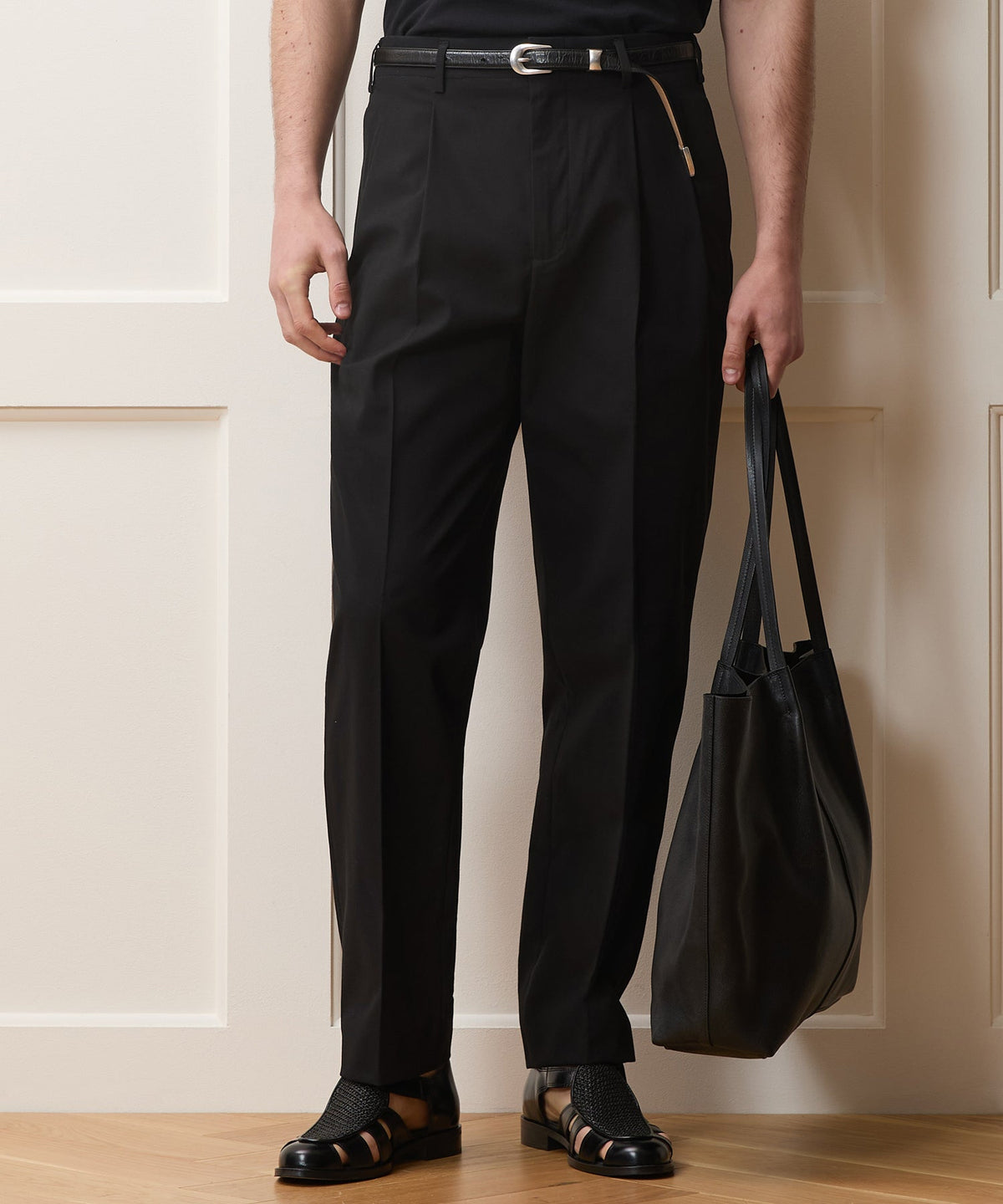 Italian Cotton Hollywood Trouser - Black