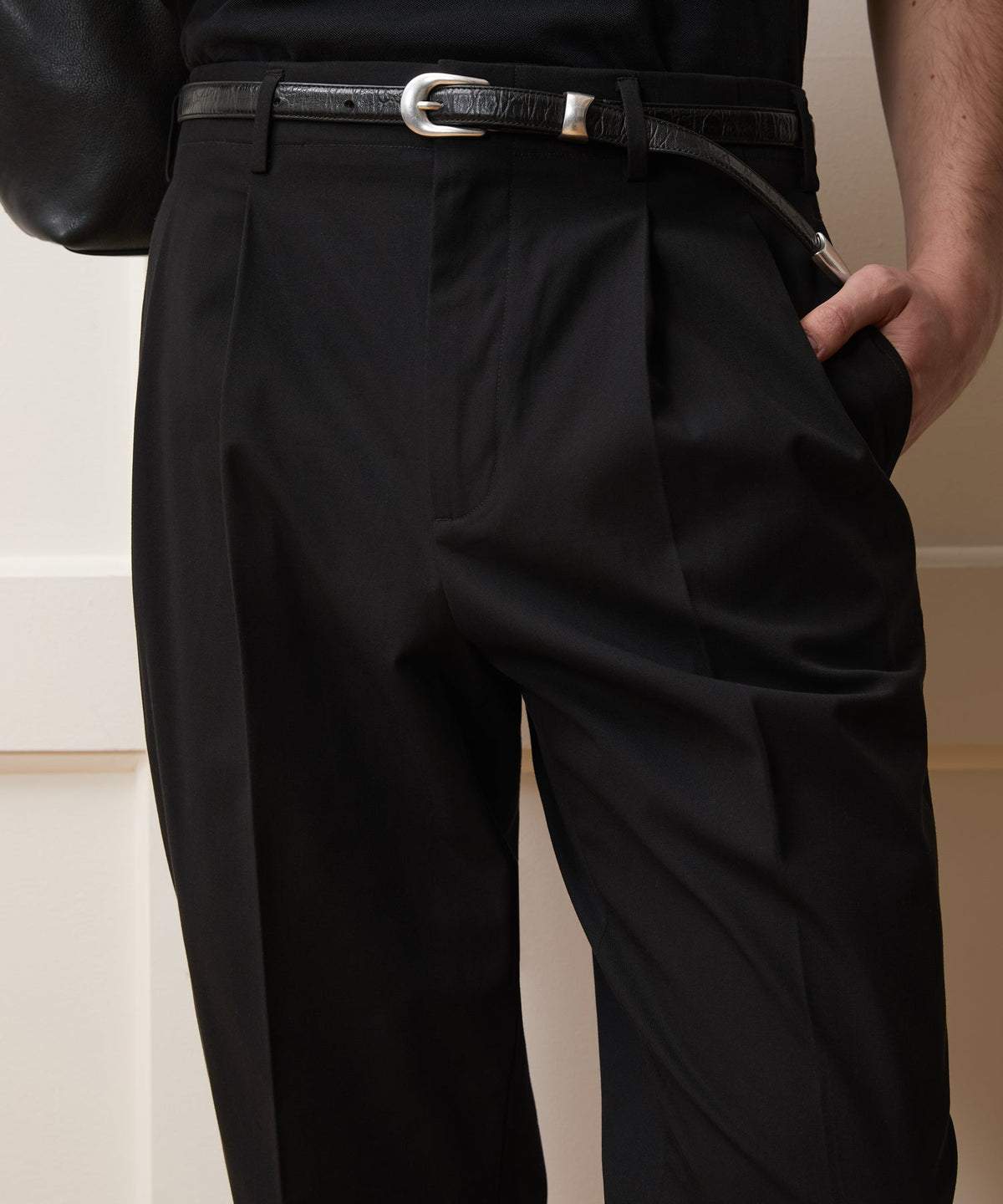 Italian Cotton Hollywood Trouser - Black