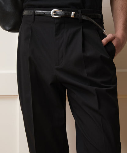 Italian Cotton Hollywood Trouser - Black