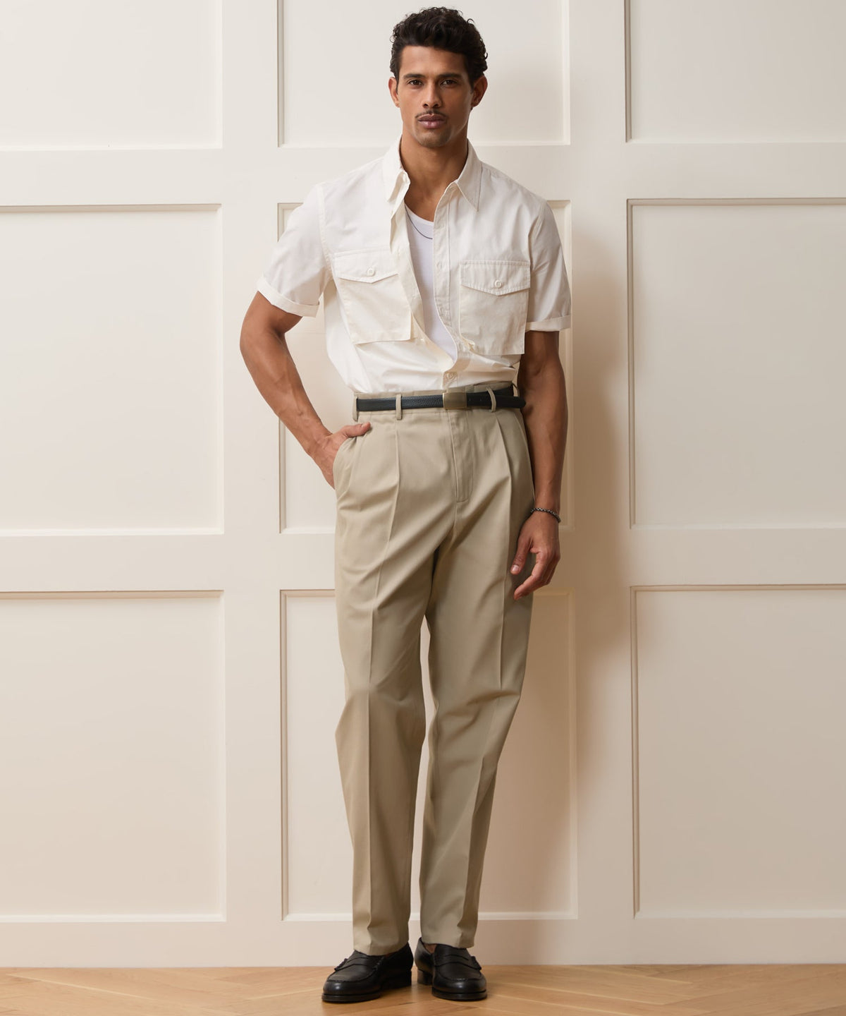Italian Cotton Hollywood Trouser - Khaki