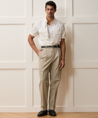 Italian Cotton Hollywood Trouser - Khaki