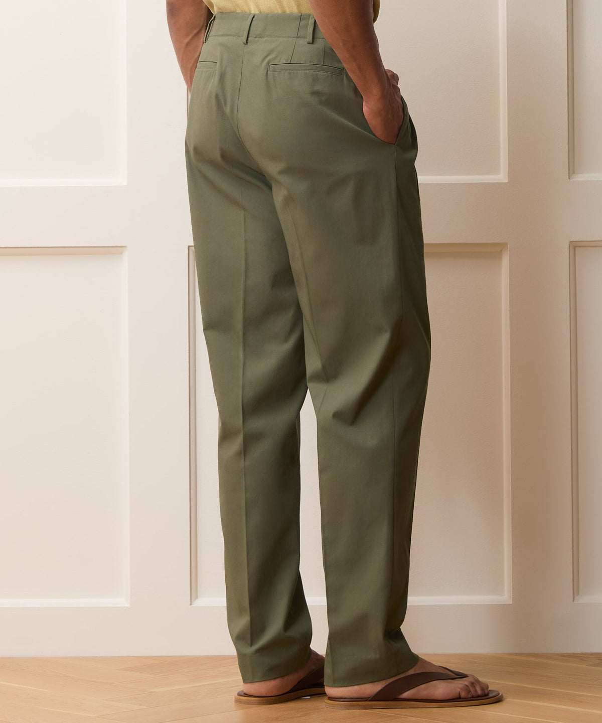Italian Cotton Hollywood Trouser - Olive