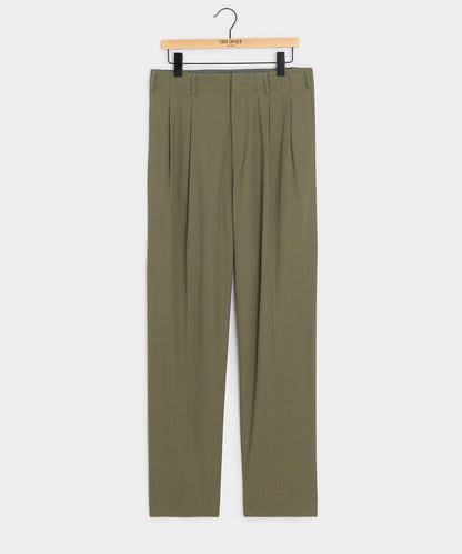 Italian Cotton Hollywood Trouser - Olive