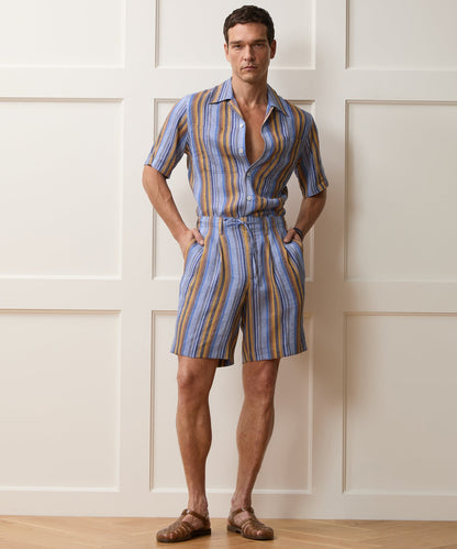 Italian Multi-Stripe Leisure Short - Blue