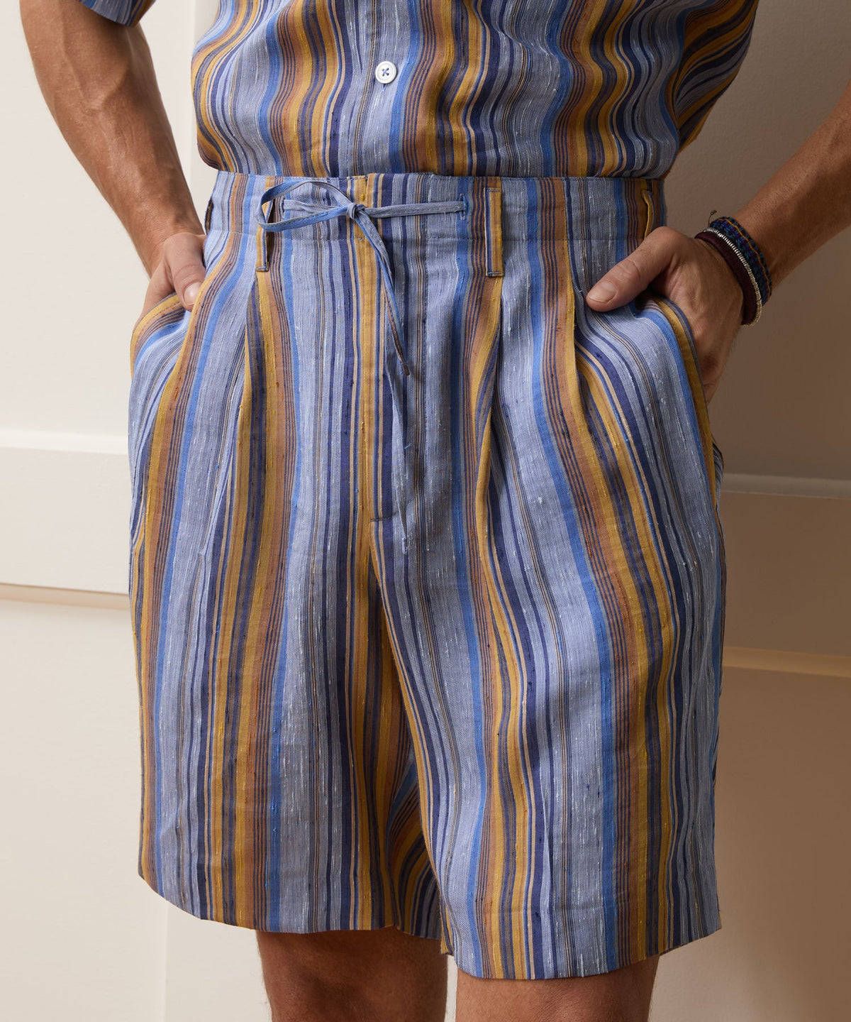 Italian Multi-Stripe Leisure Short - Blue